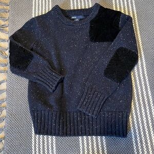 GAP Men's Dark Gray Crewneck Sweater with Black Patches